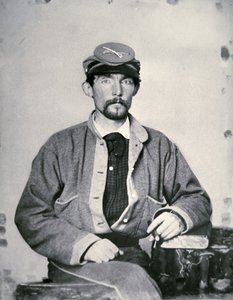 John Lawson Wrenn közlegény, a konföderációs hadsereg katonája (f/w fotó) alkotó: American Photographer