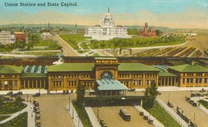 Providence, Rhode Island: Union Station és a Capitolium (színes fénykép) alkotó: American Photographer