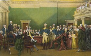 Washington tábornok lemondása, Annapolis, 1783. december 23. (színes fénykép) alkotó: American Photographer