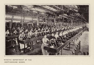 Tekercselő részleg a Westinghouse Művekben (fekete-fehér fotó) alkotó: American Photographer