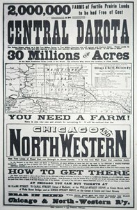 „30 Millions Acres” díjmentesen Közép-Dakotában, 1870 körül (litho) alkotó: American School