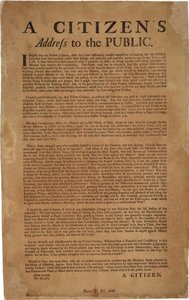 Polgári beszéd a nyilvánossághoz a királyi csapatok támogatásáról, 1769. december 18. alkotó: American School