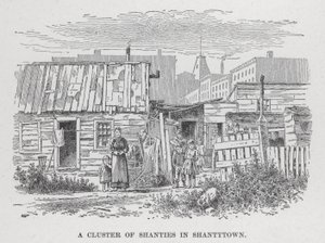 Shanties klaszter Shantytownban (litho) alkotó: American School
