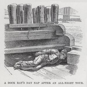 Dock Patkány napi szunyókálása egy egész éjszakás túra után (litho) alkotó: American School