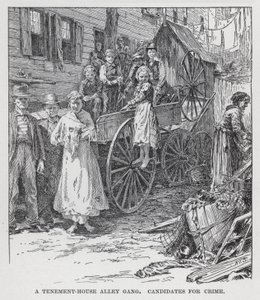 Egy bérházi Alley banda, jelöltek a bűnözés ellen (litho) alkotó: American School