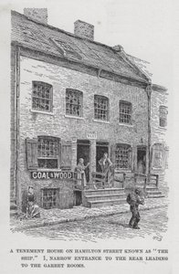 Bérház a Hamilton Streeten, "The Ship" néven ismert, 1, keskeny bejárat a hátsó részhez, amely a Garret Roomshoz vezet (litho) alkotó: American School