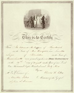 1849-es házassági anyakönyvi kivonat alkotó: American School