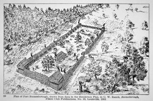Kilátás a Fort Boonesborough-ra Kentuckyban alkotó: American School