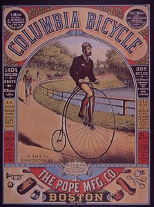 Hirdetés a Columbia Penny-Farthing kerékpárhoz, Boston, USA alkotó: American School