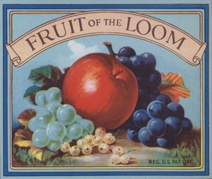 A Fruit of the Loom ruházat hirdetése (színes litho) alkotó: American School
