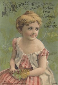 Reklám a John Reardon & Sons vezető szappanokhoz: Anchor, Oval, Antik és Extra Family Soaps, 1887 körül