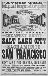Az Union and Central Pacific Railroad Line hirdetése, 1870 körül (litho) alkotó: American School