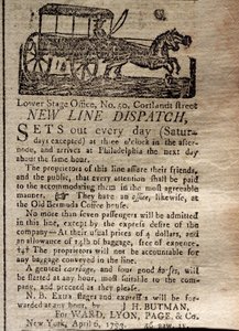 A New Line Dispatch hirdetése, a The New York Journal & Patriotic Register kínálatából, 1793. április 6. (nyomtatott) alkotó: American School