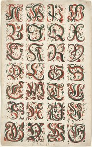 Ábécé, Fraktur festmény, 1825-50 körül alkotó: American School