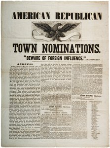 Amerikai republikánus városok jelölései: Óvakodj a külföldi befolyástól, 1845 körül