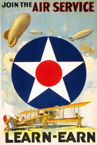 1917 és 1920 között szerkesztett amerikai poszter „Join the Air Service, Tanulj – keress.” alkotó: American School
