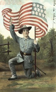 Amerikai katona tartja a Csillagokat és Csíkokat (színes fotó) alkotó: American School