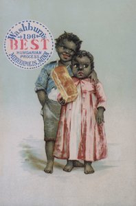 Amerikai kereskedelmi kártya hirdeti a Washburn legjobb magyar feldolgozott kenyerét, Minneapolis, Minnesota alkotó: American School