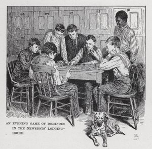 Esti dominójáték a Newsboys szállásházában (litho) alkotó: American School