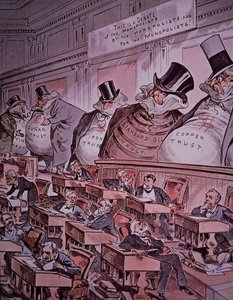 Trösztellenes karikatúra „főnökök a szenátusban” alkotó: American School