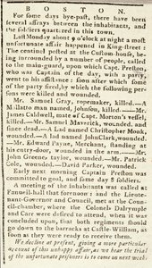 A Boston Chronicle cikke, amely részletezi az 1770. március 5-i bostoni mészárlás eseményeit (újságpapír) alkotó: American School