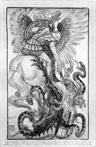 Bellerophon Slayed the Chimera, a Nathaniel Hawthorne által írt Csodakönyv lányoknak és fiúknak című könyvéből, 1852 alkotó: American School
