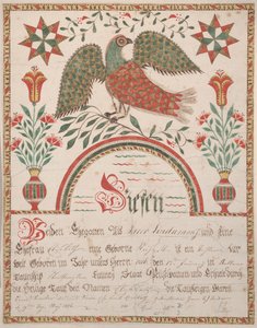 Elisabeth Lindaman születési és keresztelési anyakönyvi kivonata, 1820 körül (tinta és WC papíron)