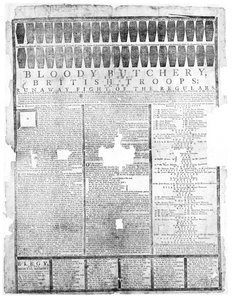 A brit csapatok véres mészárosa, Salem 1775 (nyomtatás) alkotó: American School