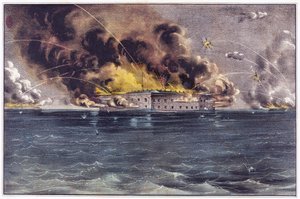 Fort Sumter bombázása, Charleston Harbor, 1861. április 12. és 13., pub. 1861 alkotó: American School
