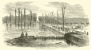 Törés a Mississippi-töltésen, a csatorna közelében, 1863. március alkotó: American School