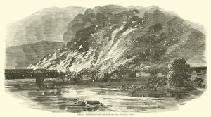 A Susquehanna feletti híd felgyújtása, Columbia, Penn, 1863. június alkotó: American School