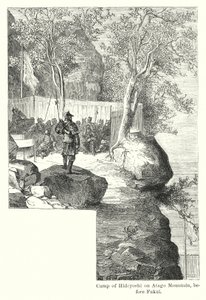 Hideyoshi tábora az Atago-hegyen, Fukui előtt (metszet) alkotó: American School