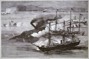 A konföderációs vaskalapos „Tennessee” elfoglalása, a Mobile Bay-i csata alkotó: American School