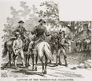 A whisky-adószedők elfogása, illusztráció Columbusból és Columbiából, 1893 körül alkotó: American School