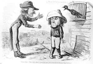 Karikatúra, amely a marylandi rabszolgaság eltörlését szatírozza, "Frank Leslie Illustrated Newspaper"-ből, 1862. április 5. alkotó: American School