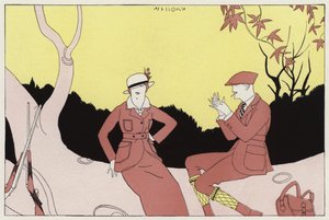 Egy hajdani házaspár véletlen találkozása, jelenet J. A. Waldron Egy véletlen találkozás című novellájából (színes litográfia) alkotó: American School
