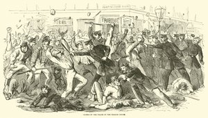 A rendőrség vádja a Tribune Office-nál, 1863. július alkotó: American School