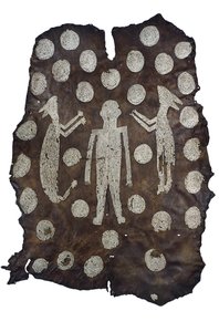 Chief Powhatans Mantle, észak-amerikai indián, Virginiából, 16. század vége – 17. század eleje (kagylómintás szarvasbőr) alkotó: American School