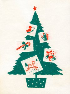 Karácsonyfa díszített karácsonyi kártyák alkotó: American School
