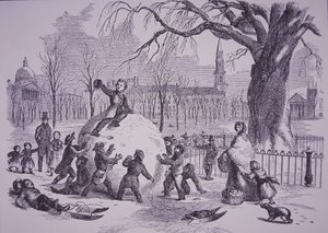 Karácsonyi hógolyó, jelenet a Boston Commonon alkotó: American School