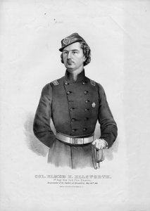 Elmer E. Ellsworth ezredes: 1. Regt. New York Fire Zouaves, pub. szerző: Currier & Ives, 1862 körül alkotó: American School