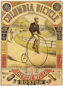 Columbia kerékpárhirdetés, 1890-es évek (kromolitográfia) alkotó: American School