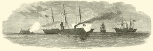 Konföderációs kosok a blokádoló flottával szemben Charleston mellett, 1863. január alkotó: American School