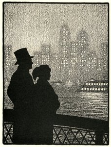 Pár nézi Manhattan látképét alkotó: American School
