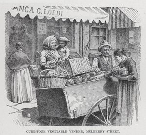 Curbstone Vegetable Vender, Mulberry Street (litho) alkotó: American School