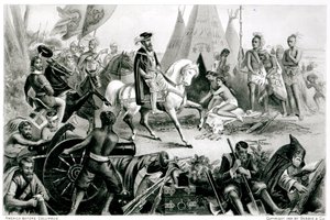 De Soto felfedezi a Mississippit, 1541. május 21., "Az amerikai kontinens és lakói Kolumbusz felfedezése előtt" című könyvből, írta Anne C. Cady, 1893. alkotó: American School