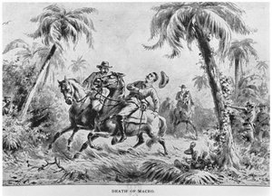Antonio Maceo halála (1845-96), illusztráció Murat Halstead Kuba története című művéből, 1898. alkotó: American School