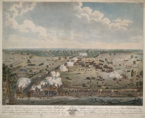 A brit hadsereg veresége (New Orleans-i csata), pub. 1815 (kézzel színezett metszet) alkotó: American School
