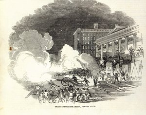 Tüntetés Jersey Cityben a Texas Egyesült Államok általi annektálása mellett, illusztráció az Illustrated London Newsból, március 22. alkotó: American School