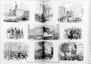 New York-i zavargások tervezete, izgalmas jelenetek a terror uralma alatt, 1863 alkotó: American School